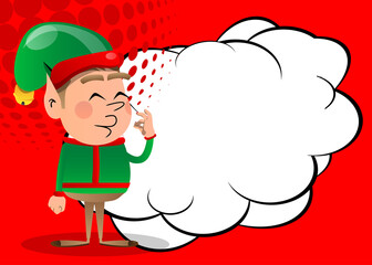 Christmas Elf showing ok sign. Vector cartoon character illustration of Santa Claus's little worker, helper.