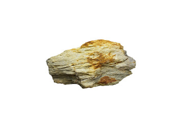 Cobble of shale rock isolated on white background. Shale is clastic sedimentary rock formed by mud that is a mixture of flakes of clay minerals and small fractions.