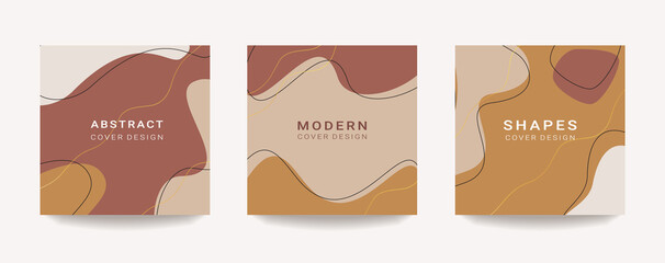 Vector set of abstract minimal fluid shapes background. Design templates for social media posts and stories.