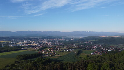 Fototapeta na wymiar Jelenia Góra Panorama miasta z lotu ptaka
