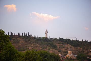 view of the mother of Georgia from the park in Tbilisi