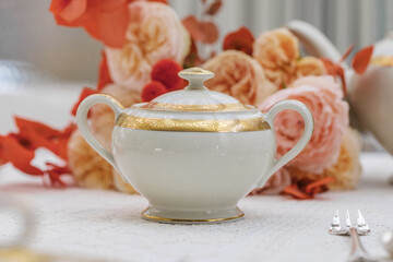 Vintage antique European tableware and cutlery