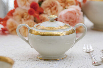 Vintage antique European tableware and cutlery