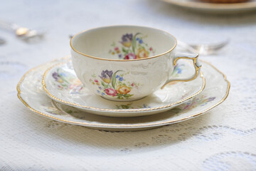 Vintage antique European tableware and cutlery