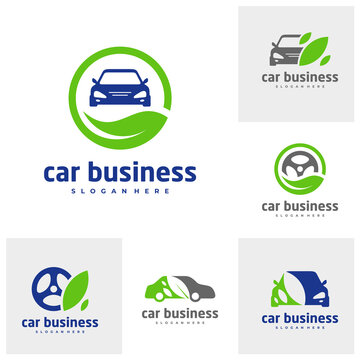 Set of Car leaf logo vector template, Creative Car logo design concepts