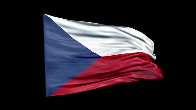 Realistic Czechia flag is waving 3D animation. National flag of Czechia. 4K Czechia flag seamless loop animation.