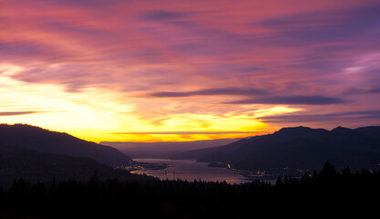 Sunrise on the Columbia River Gorge