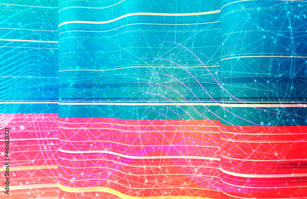 Wall mural geometry abstract background with stripes on waved surface