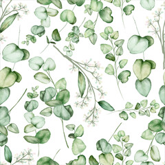 elegant hand drawing eucalyptus leaves pattern