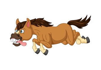 Cartoon funny brown donkey running