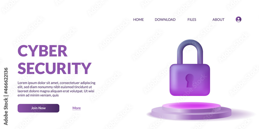 Wall mural padlock cyber security data privacy technology protection database concept for landing page