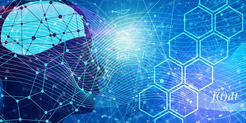 Profile of the head of a man. Brochure template