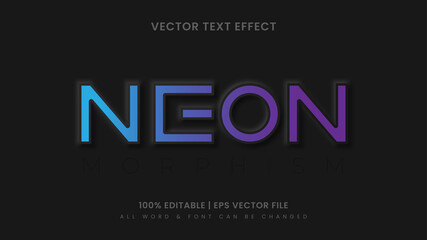 Dark Neon Neo Morphism 3d Text Style Effect. Editable illustrator text style. - obrazy, fototapety, plakaty