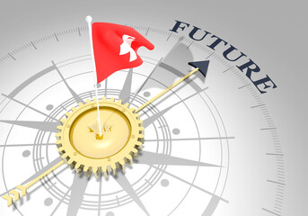 Global business concept. Waved flag of Switzerland