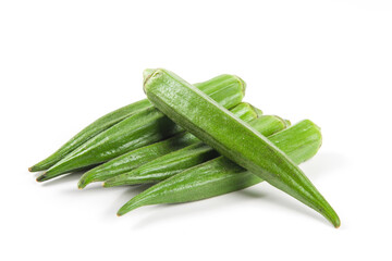 Fresh okra isolated on the white backgroud