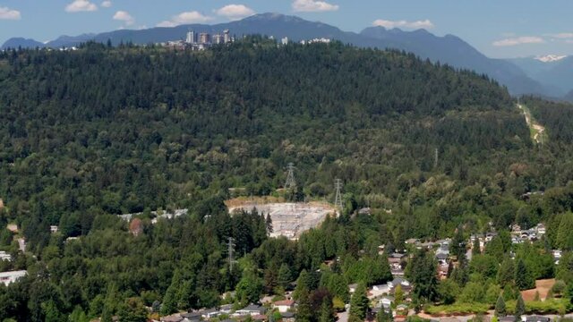 The Simon Fraser University Located By The Burnaby Mountain In Canada - aerial shot