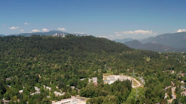 Aerial View Of Simon Fraser University Campus Near Burnaby Mountain In British Columbia, Canada. 