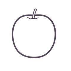 1個のリンゴの実の線画イラスト