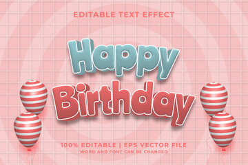Editable text effect - Happy Birthday 3d template style premium vector