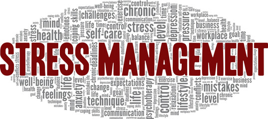 Fototapeta premium Stress Management vector illustration word cloud isolated on white background.