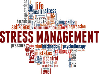 Fototapeta premium Stress Management vector illustration word cloud isolated on white background.