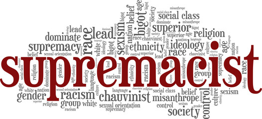 Fototapeta premium Supremacist vector illustration word cloud isolated on white background.