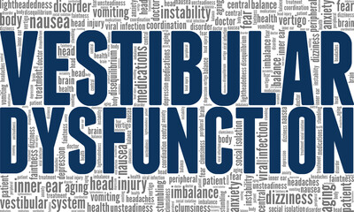 Vestibular Dysfunction vector illustration word cloud isolated on white background. - obrazy, fototapety, plakaty