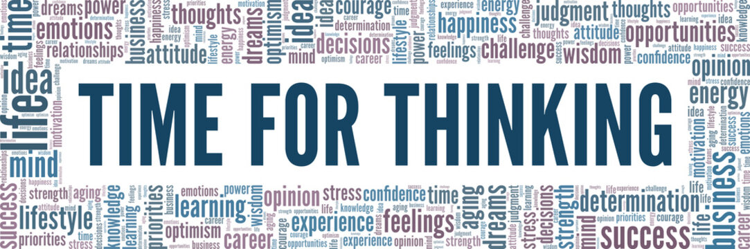 Time for thinking vector illustration word cloud isolated on white background.