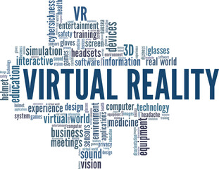 Virtual Reality vector illustration word cloud isolated on white background.