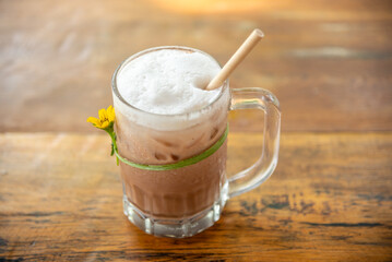 Homemade milk ice tea in glass
