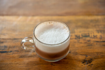 Homemade milk hot tea in glass