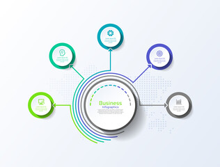 Presentation business abstract background infographic template circle with 5 step