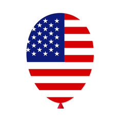 USA flag in balloon helium. United States of America USA balloon with flag.Balloon in the Country National Colors. Country Flag Rubber Balloon. Vector Illustration.