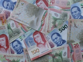 Fototapeta na wymiar economy and finance with mexican money