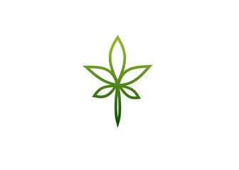 CBD Cannabis Marijuana Pot Leaf Hemp with Line Art style Logo Design