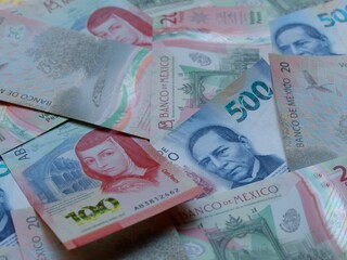 Fototapeta na wymiar economy and finance with mexican money