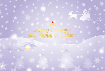 Naklejka na ściany i meble クリスマスのサンタとトナカイと雪の結晶の背景イラスト