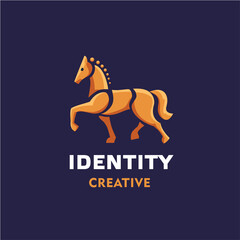 horse logo with golden color vector