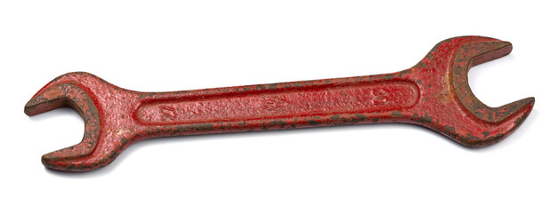 Old wrenches on a white background