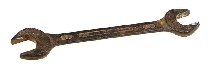 An old wrench isolated on a white background
