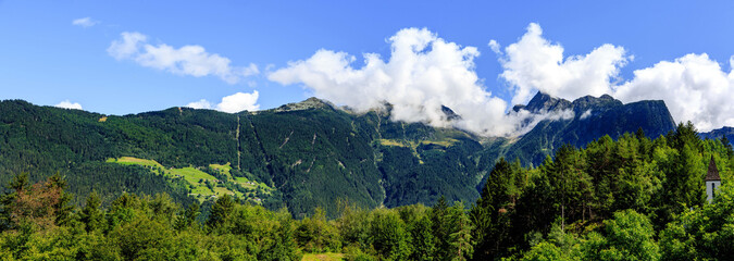 The cloudy view of Acherkogel in Oetztal Alps