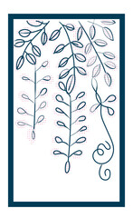 花札のイラスト　ダブルトーン白黒　線画　バラ単枚｜4月藤のカス｜日本のカードゲーム