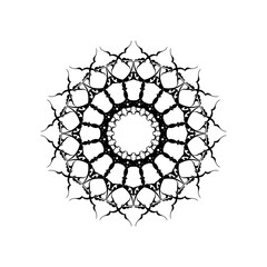 Black and white mandala vector isolated on white. Vector hand drawn circular decorative element.