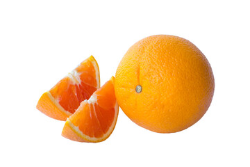 close-up view of slice fresh red navel orange from Australia  isolated on white background.image with clipping path..