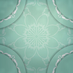 The postcard is mint color with an old white pattern and is ready for printing.