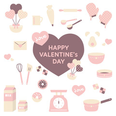 バレンタインのイラスト素材集。ベクターイラストセット。