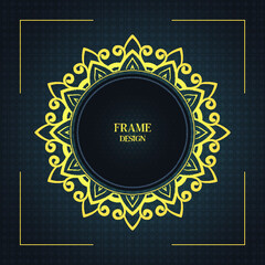 Luxury floral mandala background design frame in gold color premium vector