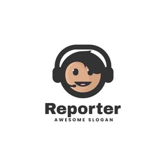 Vector Logo Illustration Reporter Simple Mascot Style.