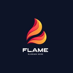 Vector Logo Illustration Flame Gradient Colorful Style.