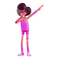 3D Athlete Cartoon Illustration showing a DAB poses
